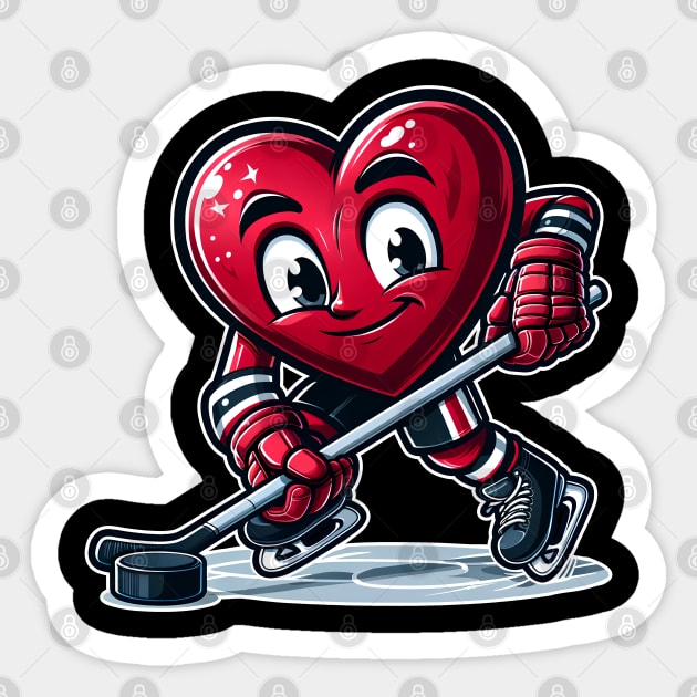 Valentine's Day Heart Hockey Player Sticker by E